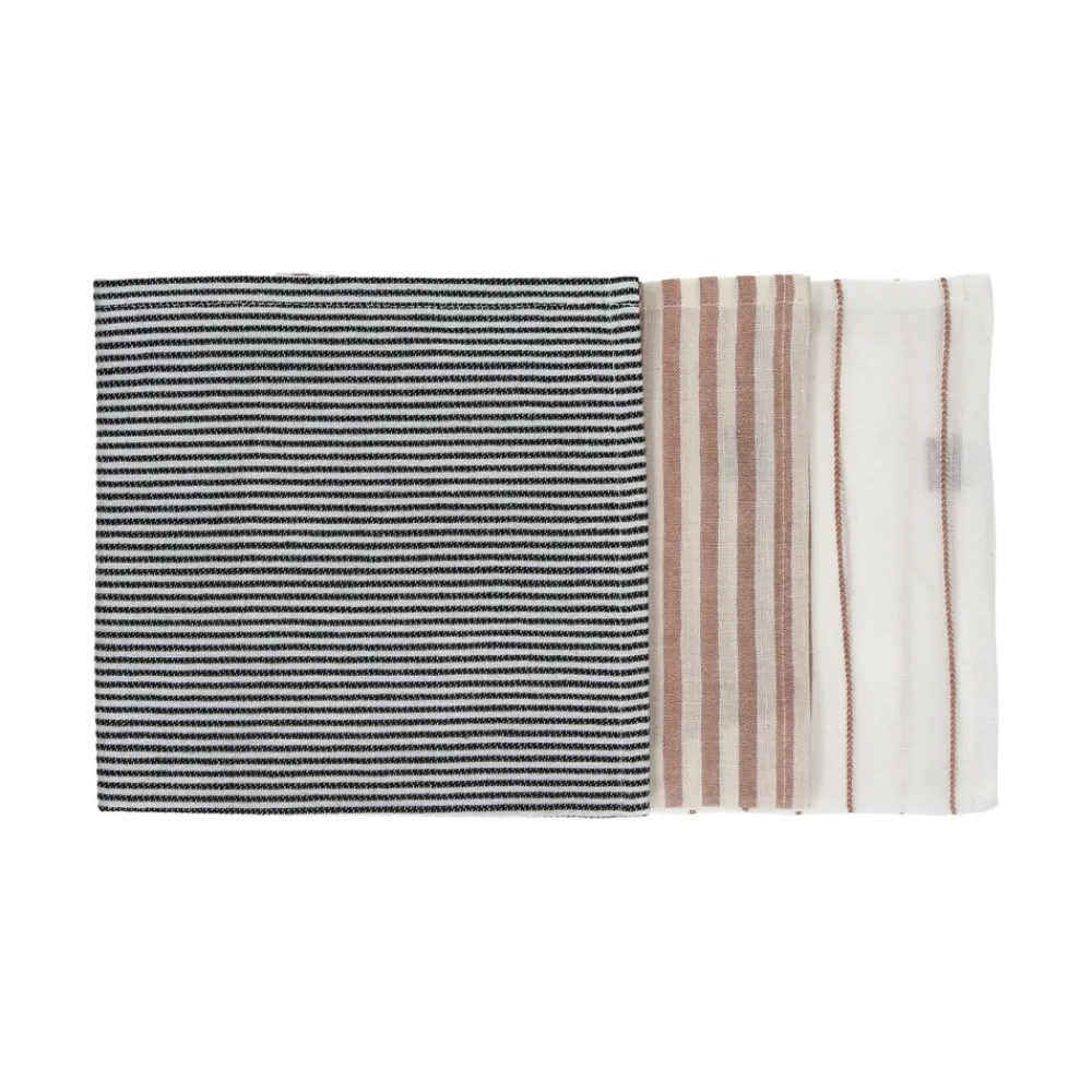 Pomax Linge De Table-ADRIATICO - set/3 serviettes - coton / lin - L 40 x W 40 cm - mix de couleurs