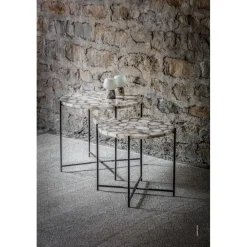 Pomax Concepts Modulaires-AGATA - dessus de table - pierre d'agate - DIA 55 x H 2 cm - blanc