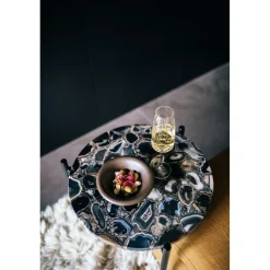 Pomax Concepts Modulaires-AGATA - dessus de table pour Granada - pierre d'agate - DIA 45 x H 4 cm - café
