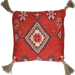 Pomax Coussins-AIDA - coussin - coton / jute - L 45 x W 45 cm - rouge
