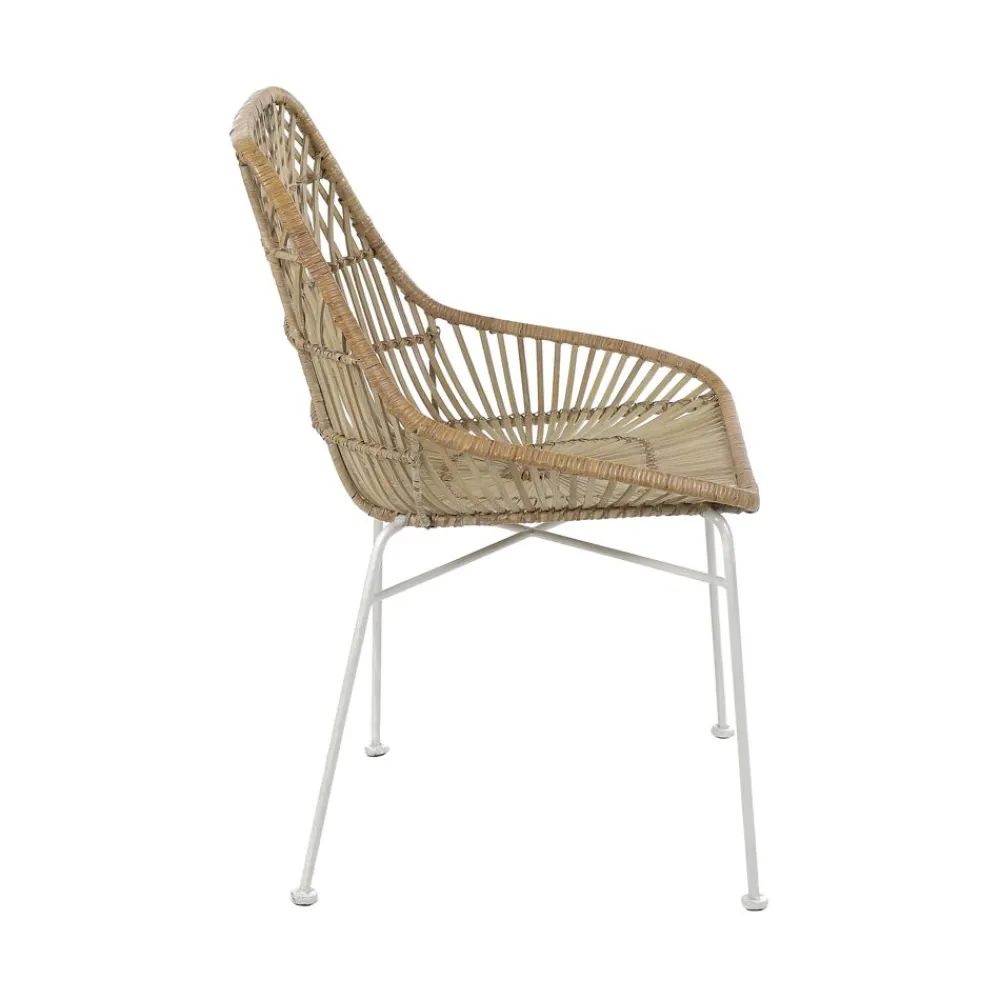 Pomax Chaises-AIX - chaise - rotin / métal - L 56 x W 53,5 x H 82 cm - blanc