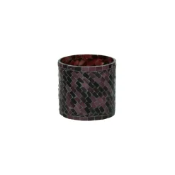 Pomax Photophores / T-lights-ALHAMBRA - photophore - verre mosaïque - DIA 10 x H 10 cm - aubergine