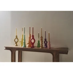 Pomax Chandeliers-ALMERIA - bougeoir - papier mâché / fer - DIA 15 x H 32 cm - rouge