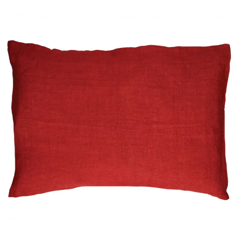 Pomax Coussins-ALPHA BASICS - coussin - lin - L 70 x W 50 cm - coquelicot
