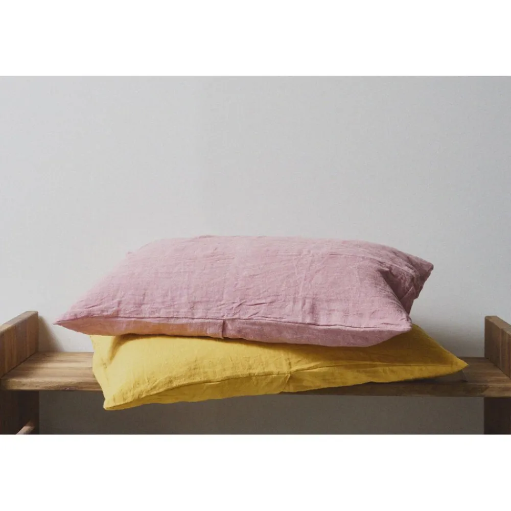 Pomax Coussins-ALPHA BASICS - coussin - lin - L 70 x W 50 cm - poudre rose