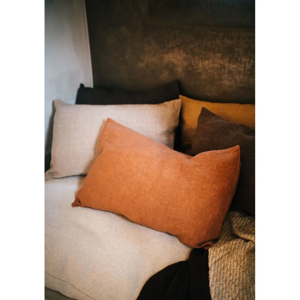 Pomax Coussins-ALPHA BASICS - coussin - lin - L 70 x W 50 cm - naturel