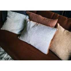 Pomax Coussins-ALPHA BORDERS - coussin - lin / velours - L 60 x W 40 cm - naturel