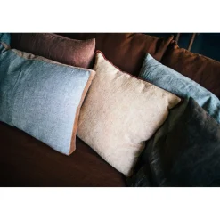 Pomax Coussins-ALPHA BORDERS - coussin - lin / velours - L 60 x W 40 cm - naturel