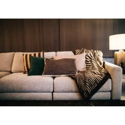 Pomax Coussins-ALPHA BORDERS - coussin - lin / velours - L 60 x W 40 cm - brun