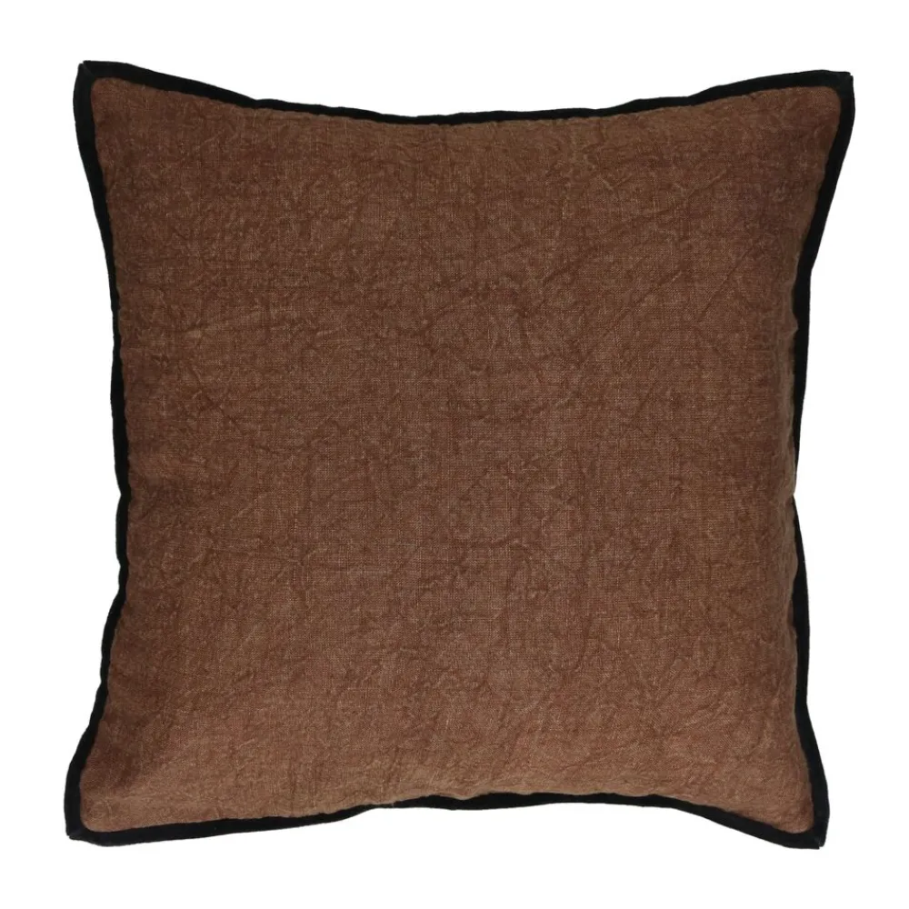Pomax Coussins-ALPHA OPPOSITES - coussin - lin / coton - L 45 x W 45 cm - chocolat