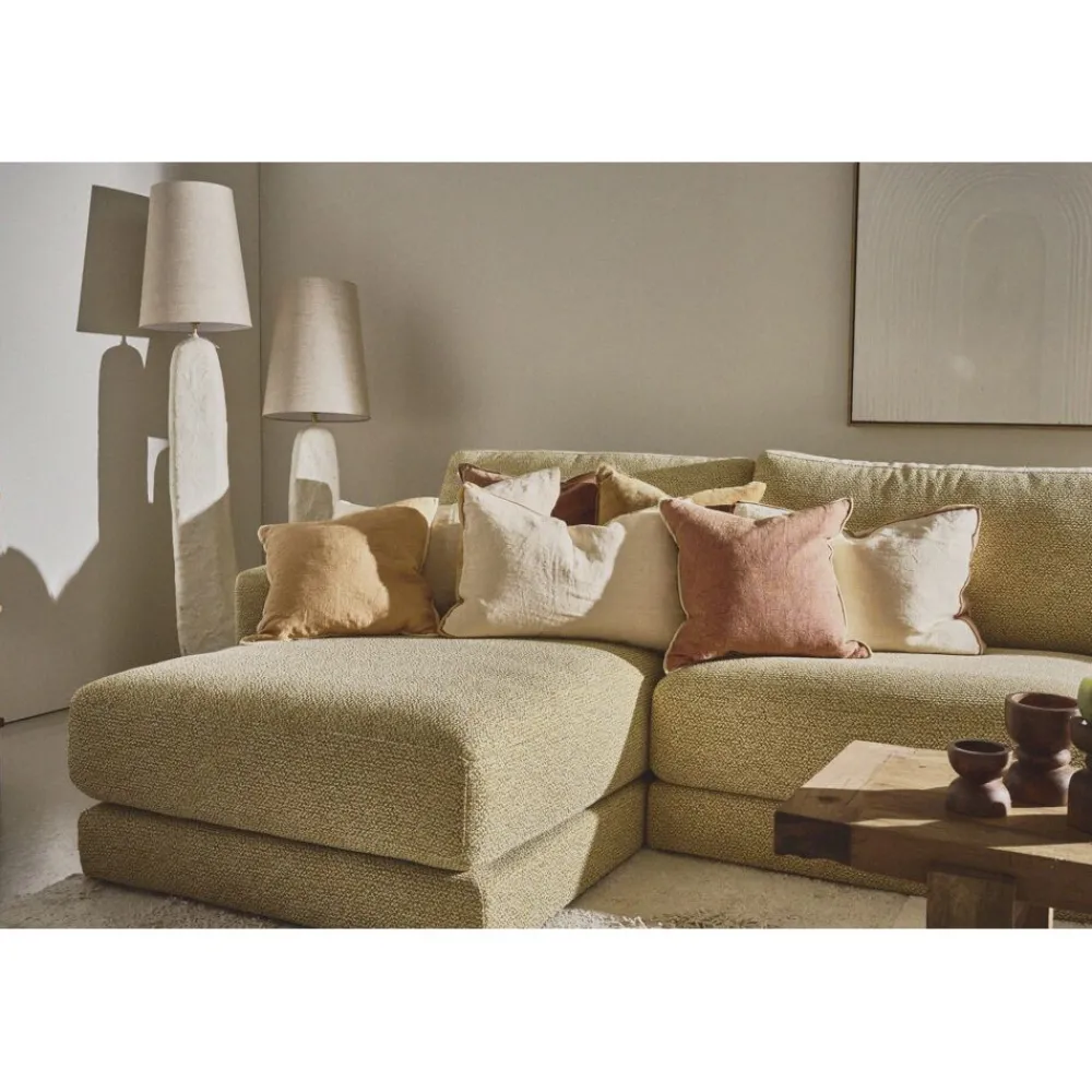 Pomax Coussins-ALPHA OPPOSITES - coussin - lin / coton - L 45 x W 45 cm - ocre