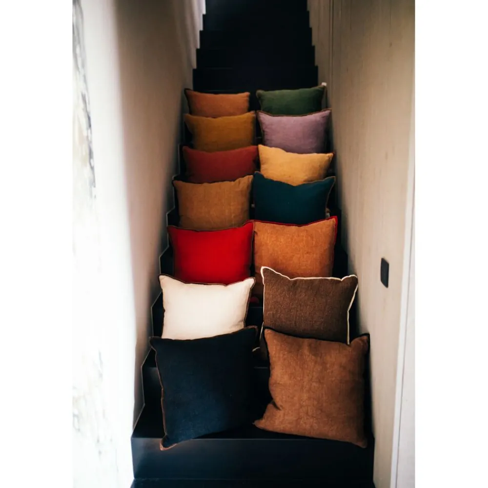 Pomax Coussins-ALPHA OPPOSITES - coussin - lin / coton - L 45 x W 45 cm - café