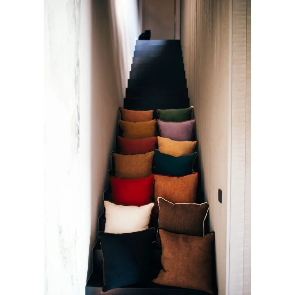 Pomax Coussins-ALPHA OPPOSITES - coussin - lin / coton - L 45 x W 45 cm - cannelle