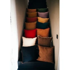 Pomax Coussins-ALPHA OPPOSITES - coussin - lin / coton - L 45 x W 45 cm - café