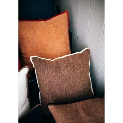 Pomax Coussins-ALPHA OPPOSITES - coussin - lin / coton - L 45 x W 45 cm - cannelle