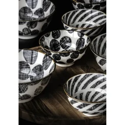 Pomax Vaisselle-ALTO - bol à céréales - porcelaine - DIA 12 x H 6 cm - noir/blanc