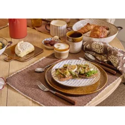 Pomax Vaisselle-ANAFI - assiette à dessert - porcelaine - DIA 22 cm - bleu
