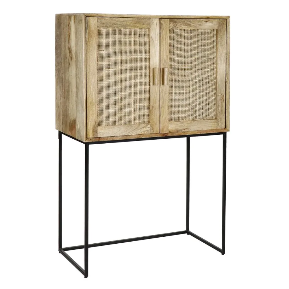 Pomax Armoires-ANGELA - armoire - bois de mangier / métal - L 80 x W 40 x H 125 cm - naturel
