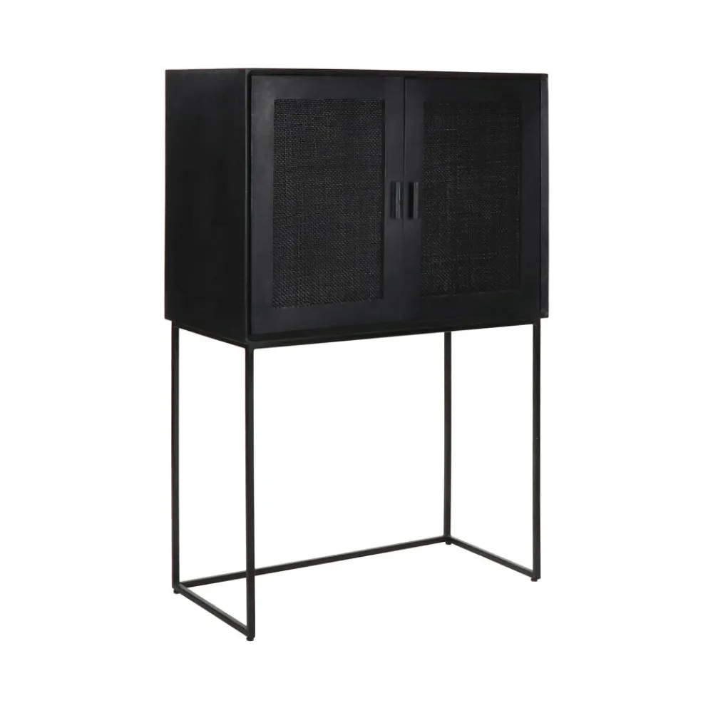 Pomax Armoires-ANGELA - armoire - bois de mangier / métal - L 80 x W 40 x H 125 cm - noir