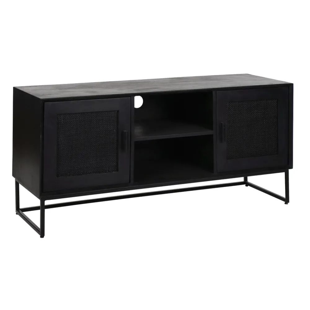 Pomax Armoires-ANGELA - armoire - bois de mangier / métal - L 120 x W 40 x H 57 cm - noir