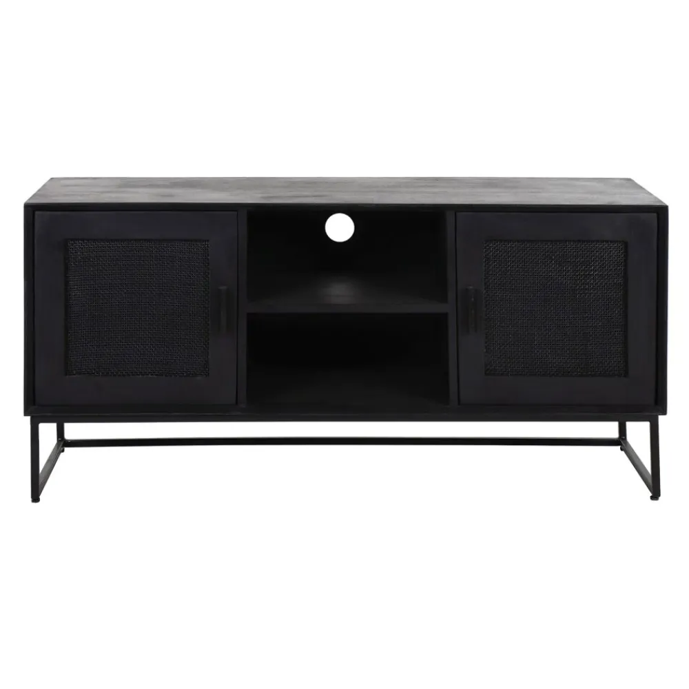Pomax Armoires-ANGELA - armoire - bois de mangier / métal - L 120 x W 40 x H 57 cm - noir
