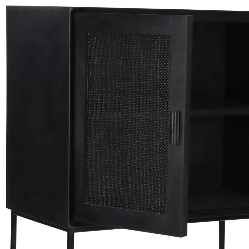 Pomax Armoires-ANGELA - armoire - bois de mangier / métal - L 80 x W 40 x H 125 cm - noir