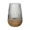 Pomax Photophores / T-lights-ARBRE - photophore/vase - bois de mangier / verre - DIA 22 x H 33 cm - naturel
