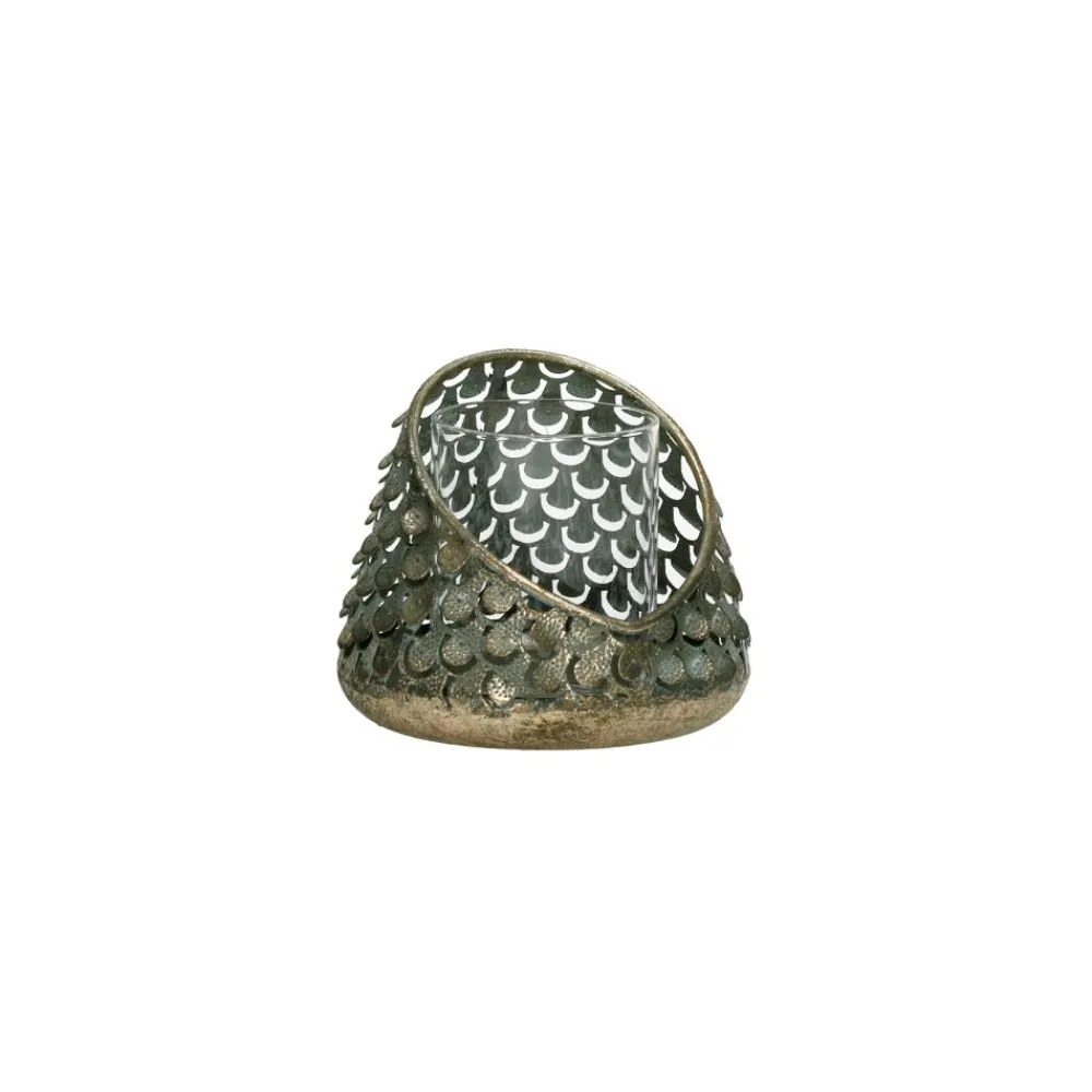 Pomax Photophores / T-lights-ARMADILLO - photophore - métal / verre - DIA 11 x H 9,5 cm - brass