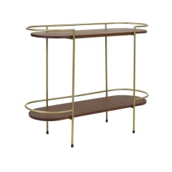 Pomax Étagères-ARTDECO - rack 2 étagères - bois de mangier / métal - L 100 x W 35 x H 80 cm - noyer