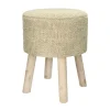Pomax Tabourets-ASHRAM - tabouret - coton / bois - DIA 35 x H 46 cm - sable