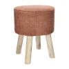 Pomax Tabourets-ASHRAM - tabouret - coton / bois - DIA 35 x H 46 cm - vin