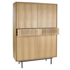 Pomax Armoires-ATLANTA - armoire - mdf / placage de bois / métal - L 115 x W 40 x H 170 cm - naturel