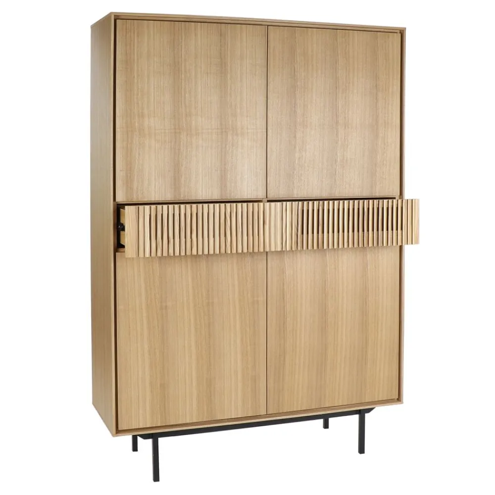 Pomax Armoires-ATLANTA - armoire - mdf / placage de bois / métal - L 115 x W 40 x H 170 cm - naturel