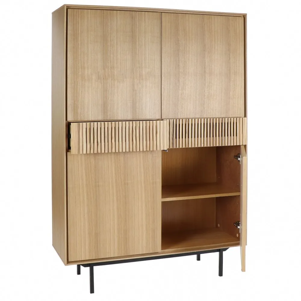 Pomax Armoires-ATLANTA - armoire - mdf / placage de bois / métal - L 115 x W 40 x H 170 cm - naturel