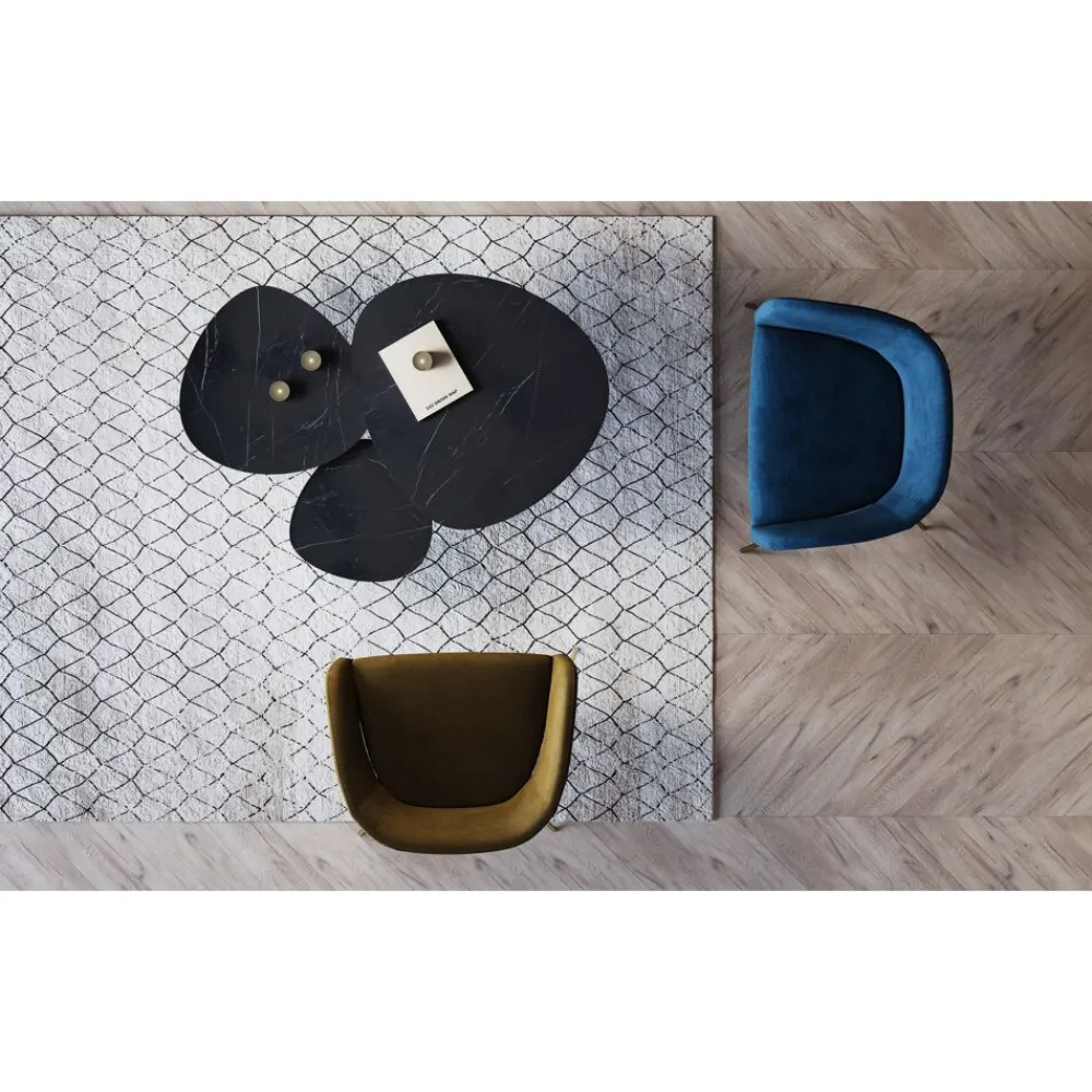 Pomax Tables Basses | Tables-AXIO - set/3 tables d'appoint - marbre - L 40/54/74 x W 40/52/68 x H 36/41/45 cm - noir