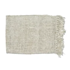 Pomax Plaids-AYALA - plaid - coton - L 150 x W 125 cm - blanc cassé