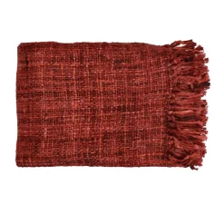 Pomax Plaids-AYALA - plaid - coton - L 150 x W 125 cm - corail