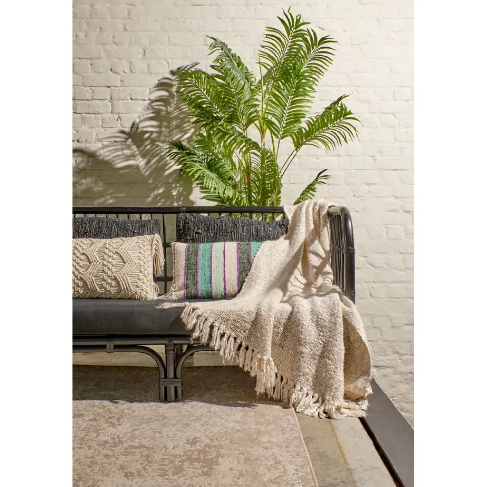 Pomax Plaids-AYALA - plaid - coton - L 150 x W 125 cm - blanc cassé