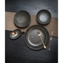Pomax Vaisselle-BASALT - assiette à dessert - grès - DIA 21,5 x H 2,1 cm - noir