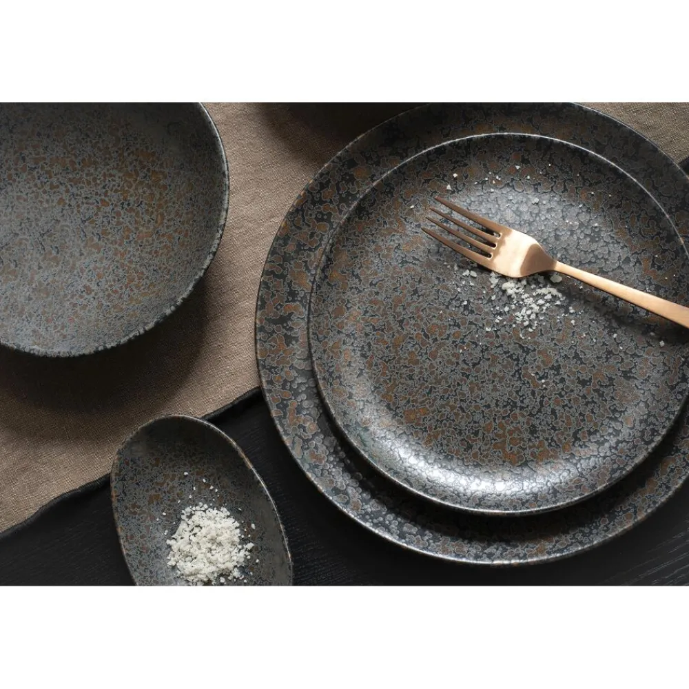 Pomax Vaisselle-BASALT - assiette à dessert - grès - DIA 21,5 x H 2,1 cm - noir