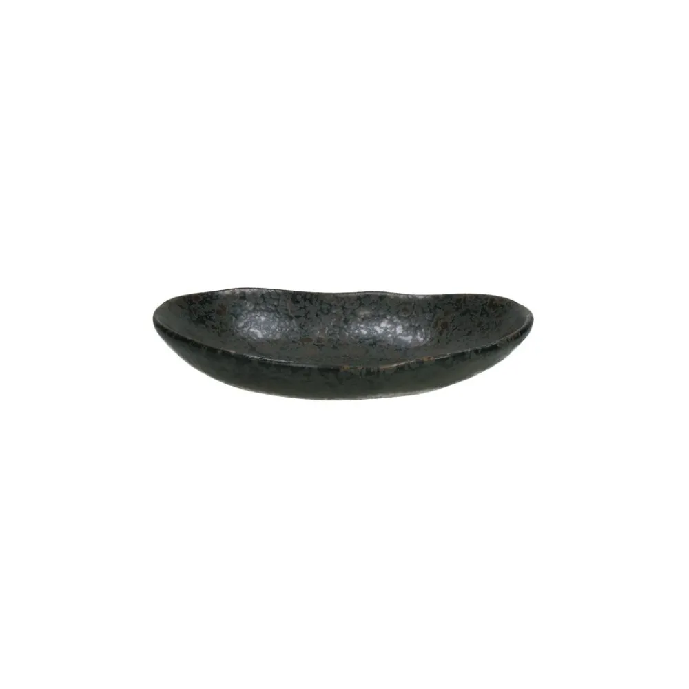 Pomax Vaisselle-BASALT - assiette ovale - grès - L 14,2 x W 9,1 x H 2,3 cm - noir