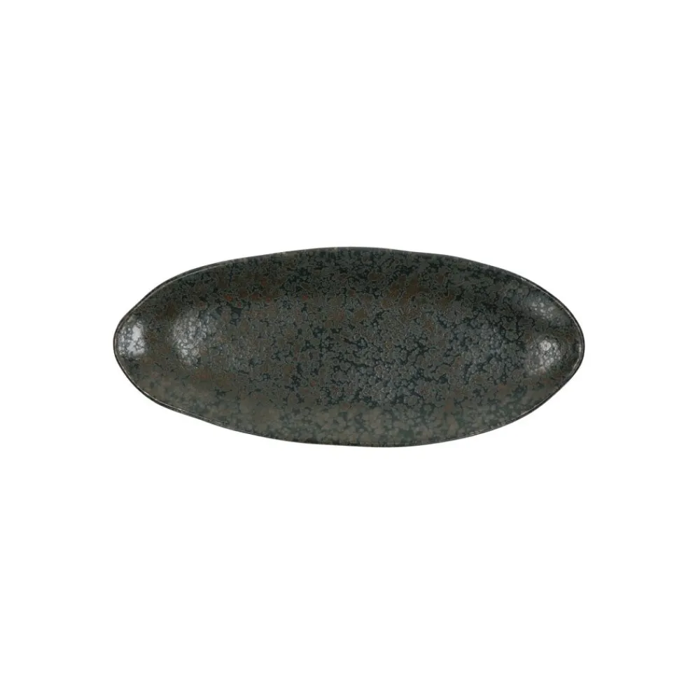 Pomax Vaisselle-BASALT - assiette ovale - grès - L 26,6 x W 11 x H 2,5 cm - noir