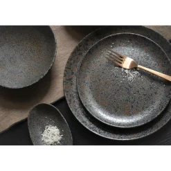 Pomax Vaisselle-BASALT - assiette plat - grès - DIA 27,2 x H 2,2 cm - noir