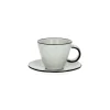 Pomax Vaisselle-BASIL - tasse à expresso & soucoupe - porcelaine - DIA 7 x H 6 cm - blanc