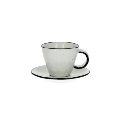 Pomax Vaisselle-BASIL - tasse à expresso & soucoupe - porcelaine - DIA 7 x H 6 cm - blanc
