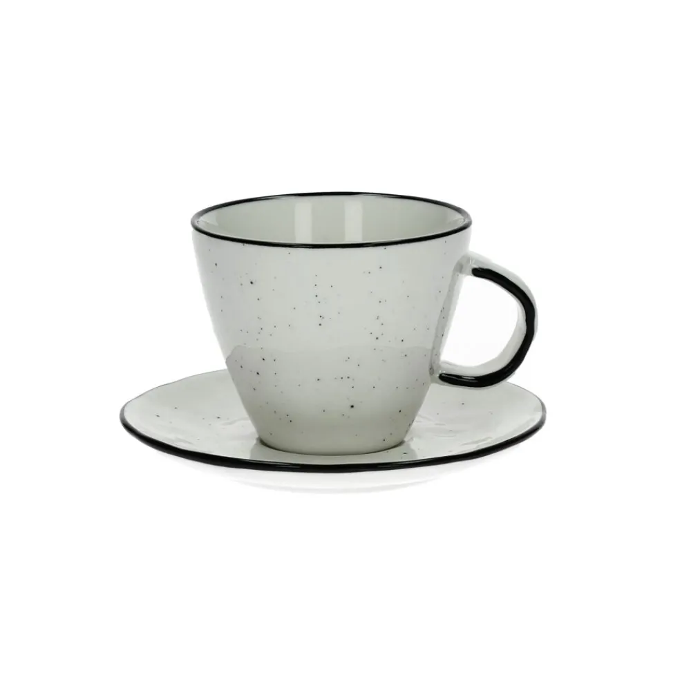 Pomax Vaisselle-BASIL - tasse & soucoupe - porcelaine - DIA 9 x H 8 cm - blanc