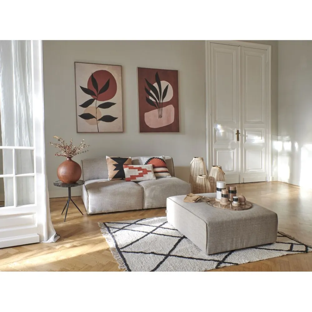 Pomax Tapis-BERBER - tapis - coton - L 180 x W 120 cm - noir/blanc