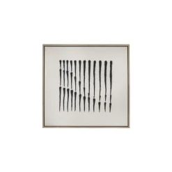 Pomax Tableau / Déco Murale-BERGAMO - toile avec cadre - lin / mdf - L 63 x W 4,3 x H 63 cm - noir/blanc