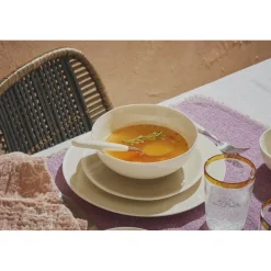 Pomax Vaisselle-BISCOTTI - assiette à dessert - porcelaine - DIA 20 x H 2 cm - gris/beige