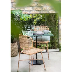 Pomax Tables-BISTRO - table à dîner - marbre / métal - L 70 x W 70 x H 76 cm - vert